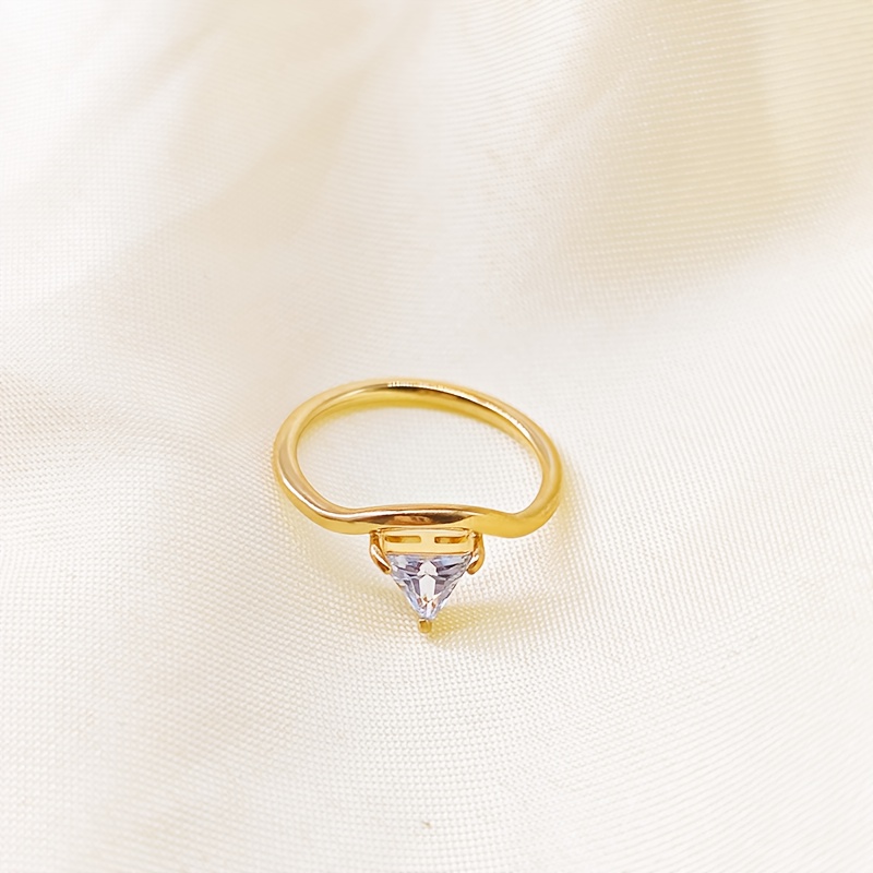 Women's Minimalist Stainless Steel Triangle Ring, Birthday Gift